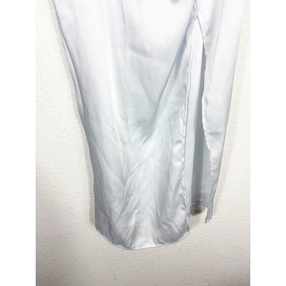 Zara Light Blue Chain Strap Satin Effect Midi Dress Size Medium Cocktail - Picture 10 of 14